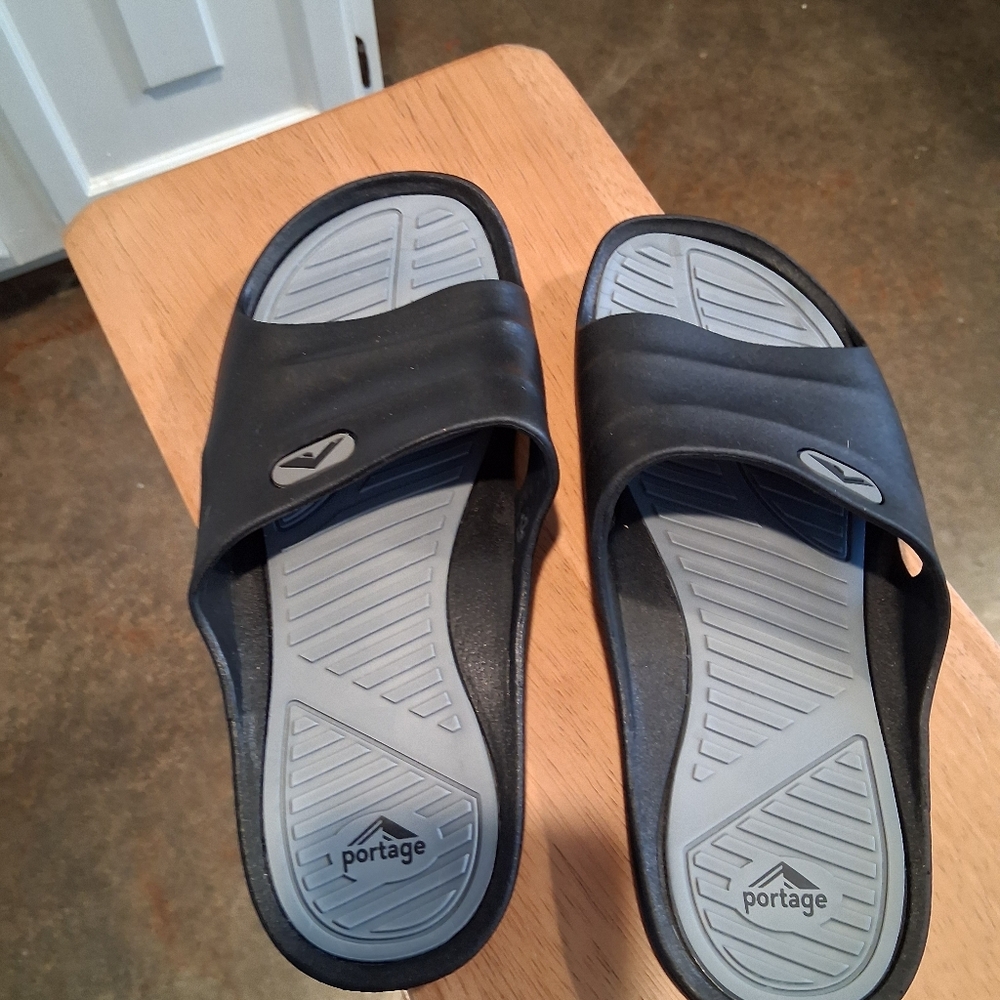 Portage Sport Black Slide Shower Sandals for Men
